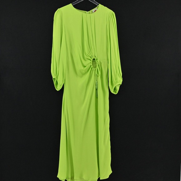 FARM Rio Lime Green Midi Dress Size 1X Cut Out Detail Long Sleeve Dopamine  Boho - mordernwear.com